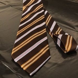 Zegna Brown Blue Regent Striped Tie Italy silk 💯